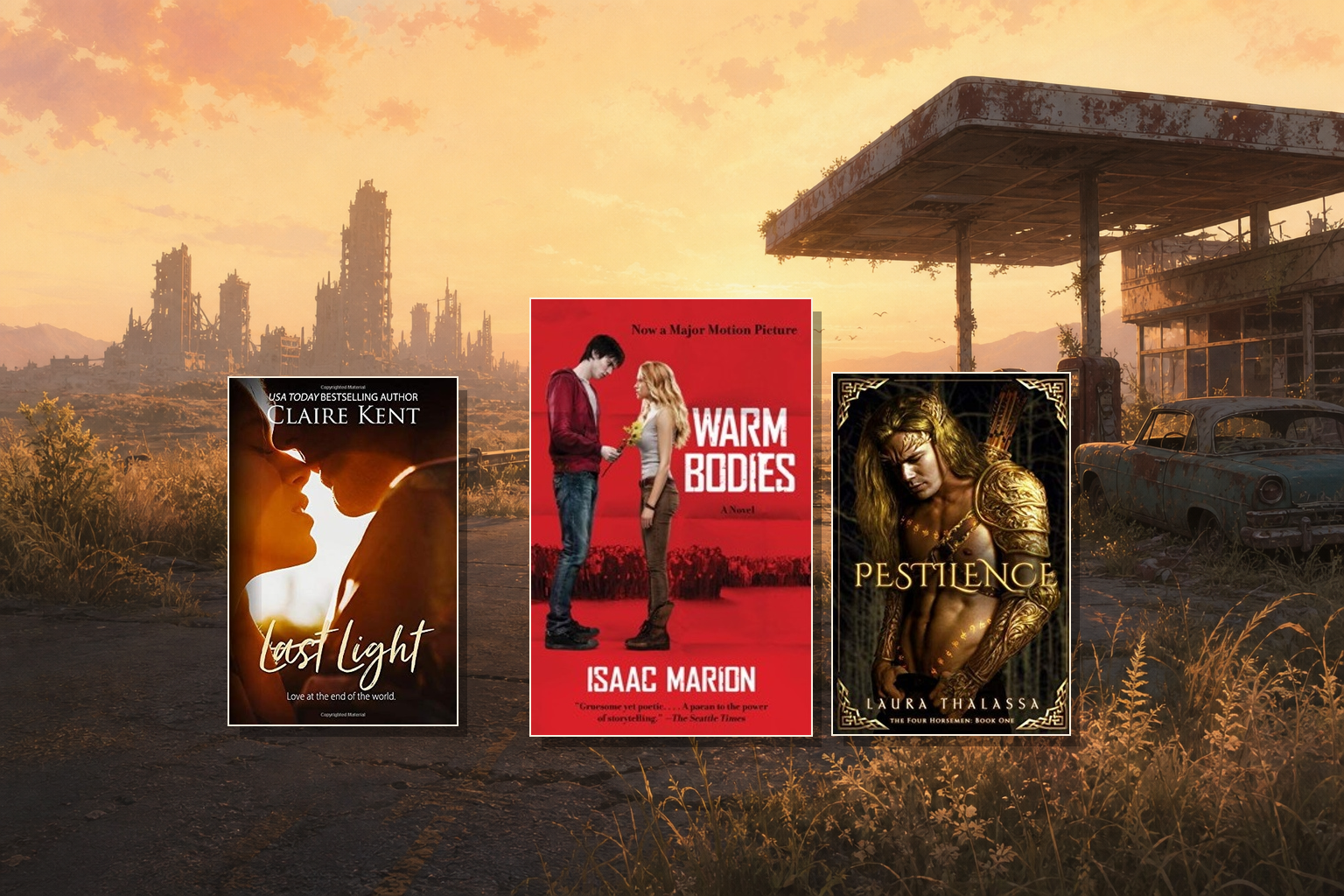 Cover podium concept test for the post-apocalyptic romance books guide